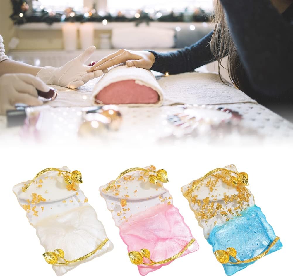 Resin Nail Art Palette, Nail Art Painting Palettes with Nail Palette Stirring Rod Gold Edge Nail Holder Nail Art Display Board Fashion Delicate Nail Tool Accessories, Type 4