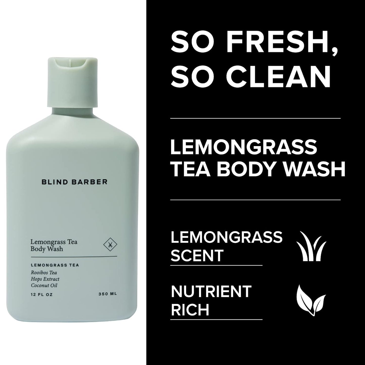 Blind Barber Shower Essentials Gift Set - Mens Body Wash, Shampoo and Conditioner Set - Lemongrass Tea Body Soap + Hair Care Gifts for Men (3 Count)