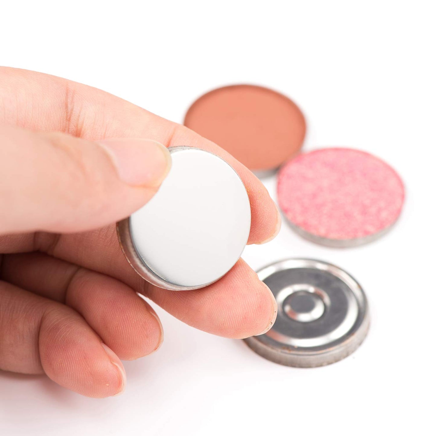 56Pcs Metal Stickers for Magnetic Palette Empty Eyeshadow Makeup Palette + Depotting Spatula (28Pcs Round + 28Pcs Square)