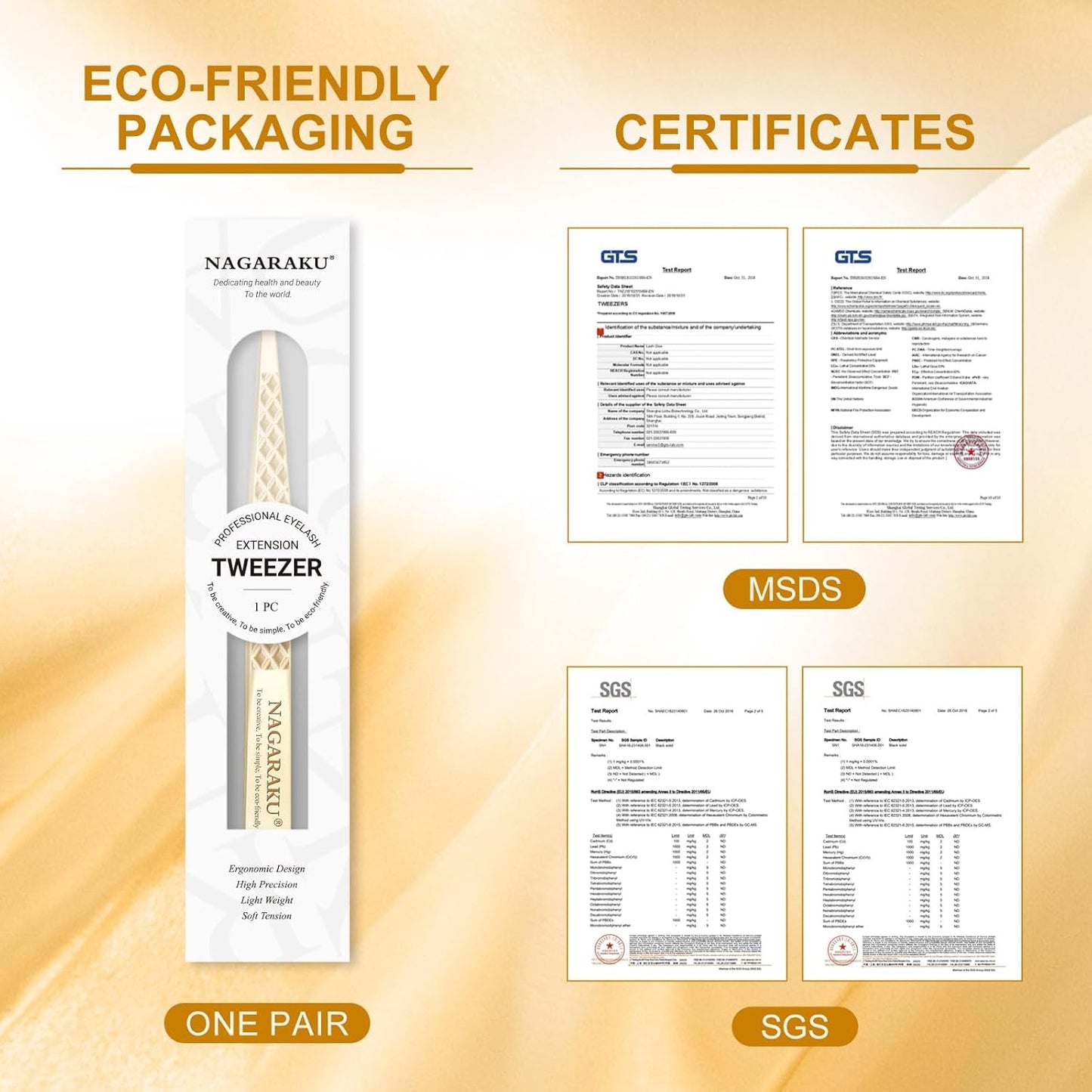 NAGARAKU Precision Fiber Tip Tweezer for Eyelash Extensions Diamond Grip Anti-Static Anti-Slip Premium Stainless Steel Pointed Volume Eyelashes Boot Tweezers Supplies with Box(80 Degree Tweezer AG-10)