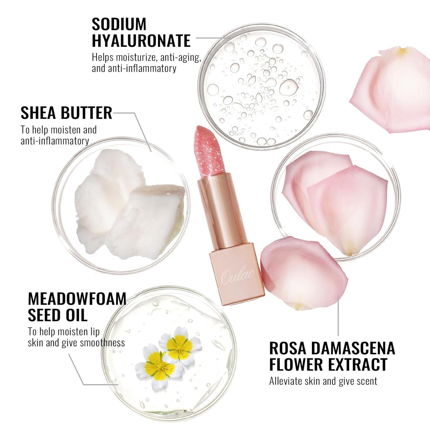 Oulac Infinity Moisture Shine Lipstick - High Shine Shimmery Finish, Super Creamy Texture, Medium to High Coverage - Gluten Free, PG13 Sahara Glow