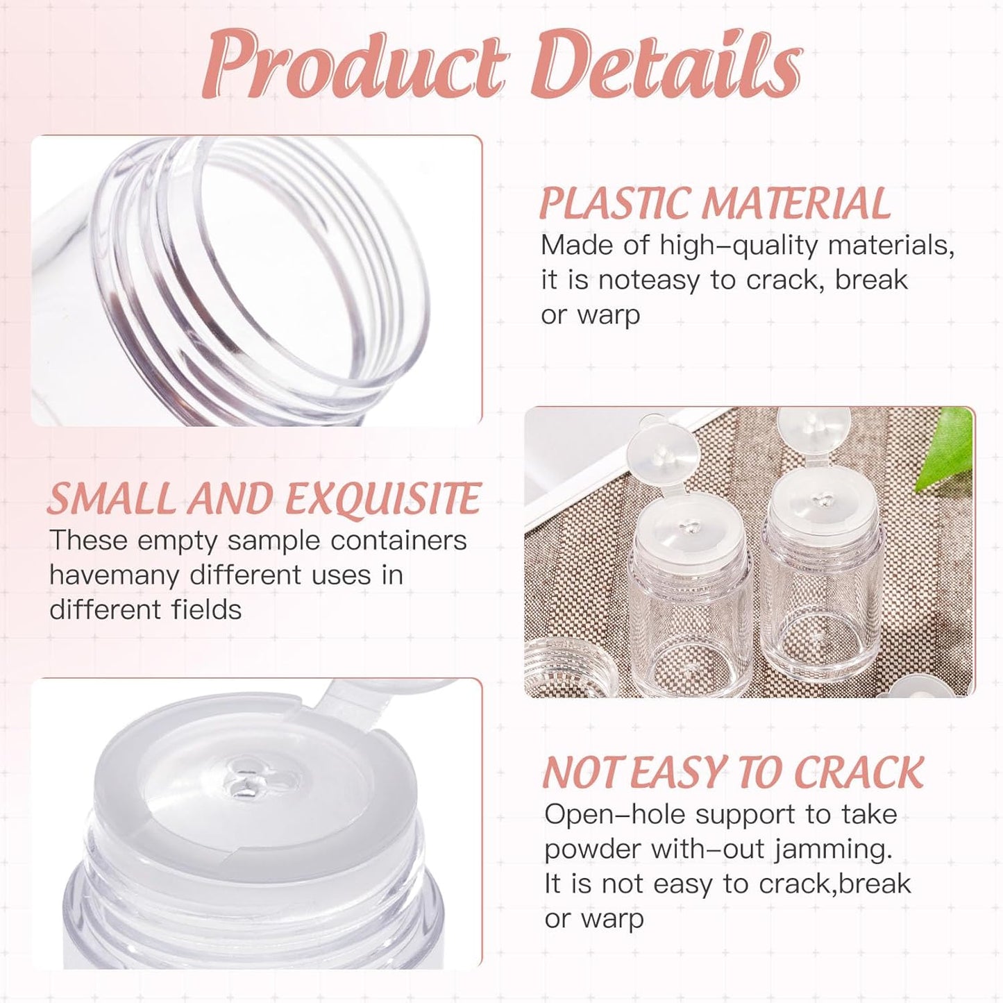 RAYNAG 6 Pieces Mini Empty Loose Powder Bottle, Travel Size Glitter Containers Eye Shadow Powder Shaker Bottle with Sifter and Lids (3 hole)