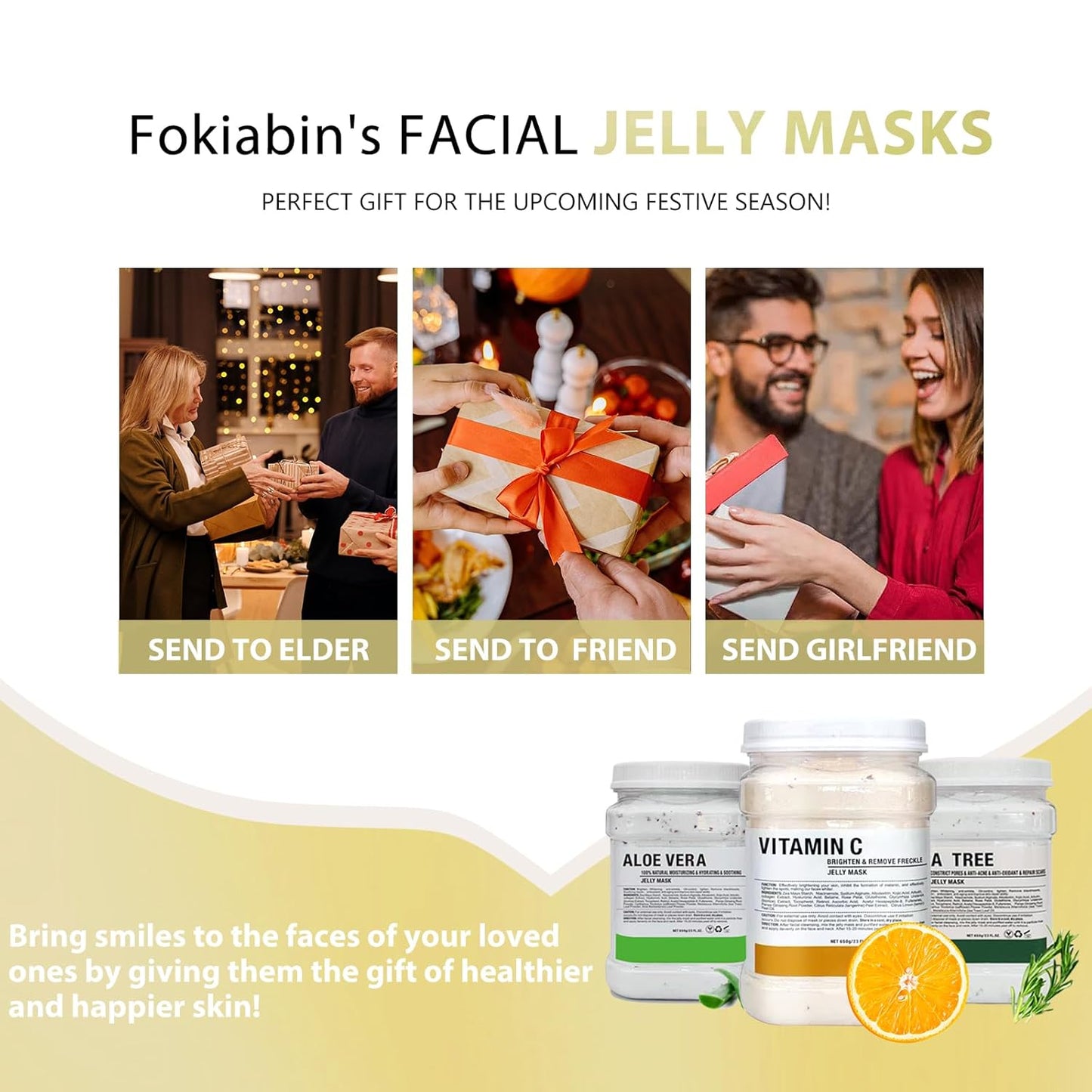 Jelly Mask for Facials, Hydrating & Moisturizing Peel-Off Rubber Gel Face Mask, Skin Care for Deep Hydration & Glow, 23 Fl Oz Jar, Professional Spa Use for All Skin Types with VC essence