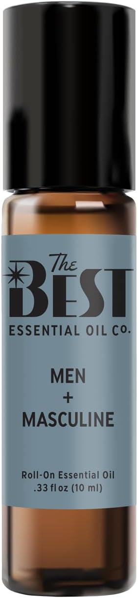 The Best Men + Masculine Essential Oil Roll-On Blend- Premium Grade- Pre-Diluted in Coconut Oil- Ready to Use- 10 ml (.33 fl oz)