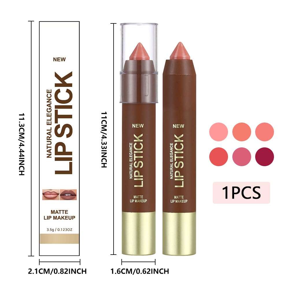 Matte Lipstick Crayon Set for Women, Coral Pink 24 Hour Lipstick Lip Liner Pencil, Neutral Lip Stick Lipliner Long Lasting Waterproof Smudge Proof, Vegan & Cruelty-Free, 02