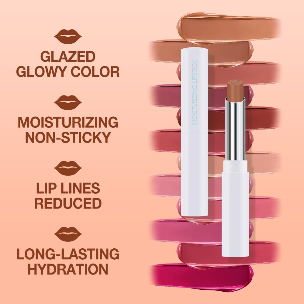 1Pcs Tinted Lip Balm Moisturizing Lipstick,Waterproof Hydrating Matte Lip Balm for Women,Creamy Natural Color Stain for Dry Lips,Soft Matte Finish with Subtle Scent (#01 Warm Orange Nude Brown)