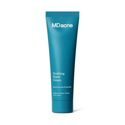 MDacne Shaving Cream for Acne-Prone Skin - Soothing, Oil-Free, Eliminates Razor Burn, Cuts & Infections - Reduce Skin Irritation & Prevent Shave Bumps & Nicks - Vegan, Paraben-Free & Cruelty-Free