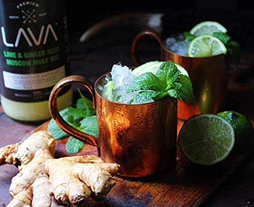 (3 Pack) LAVA Premium Spicy Moscow Mule Mix by LAVA Craft Cocktail Co., Made with Ginger Beer, Key Lime Juice, Real Ginger Puree, No Artificial Sweeteners, Ready to Use, 1-Liter (33.8oz) Glass Bottle