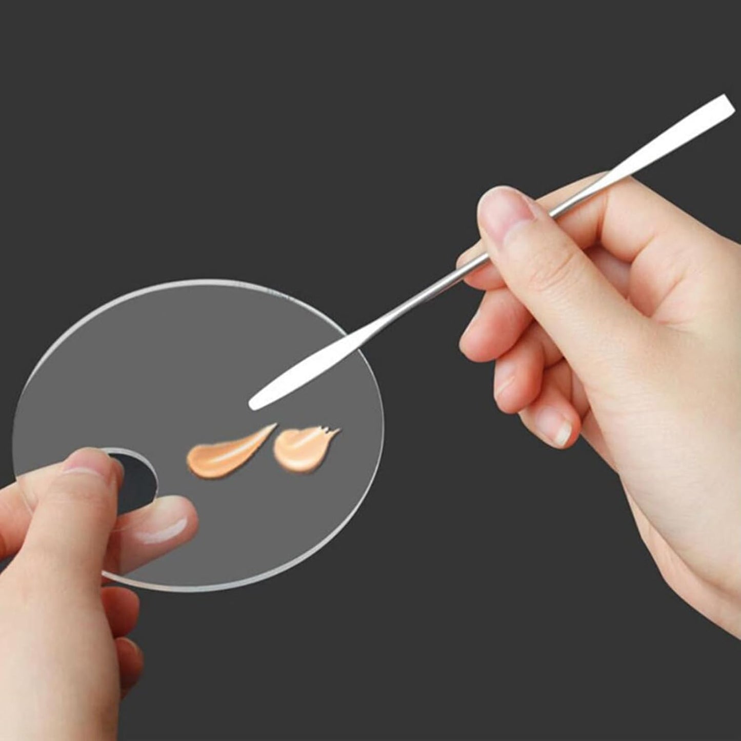 2 Pcs Acrylic Makeup Palette Makeup Mixing Tray with Makeup Spatula for Beauty Salon Color Cream Liquid Foundation Mixing Palette (Round)