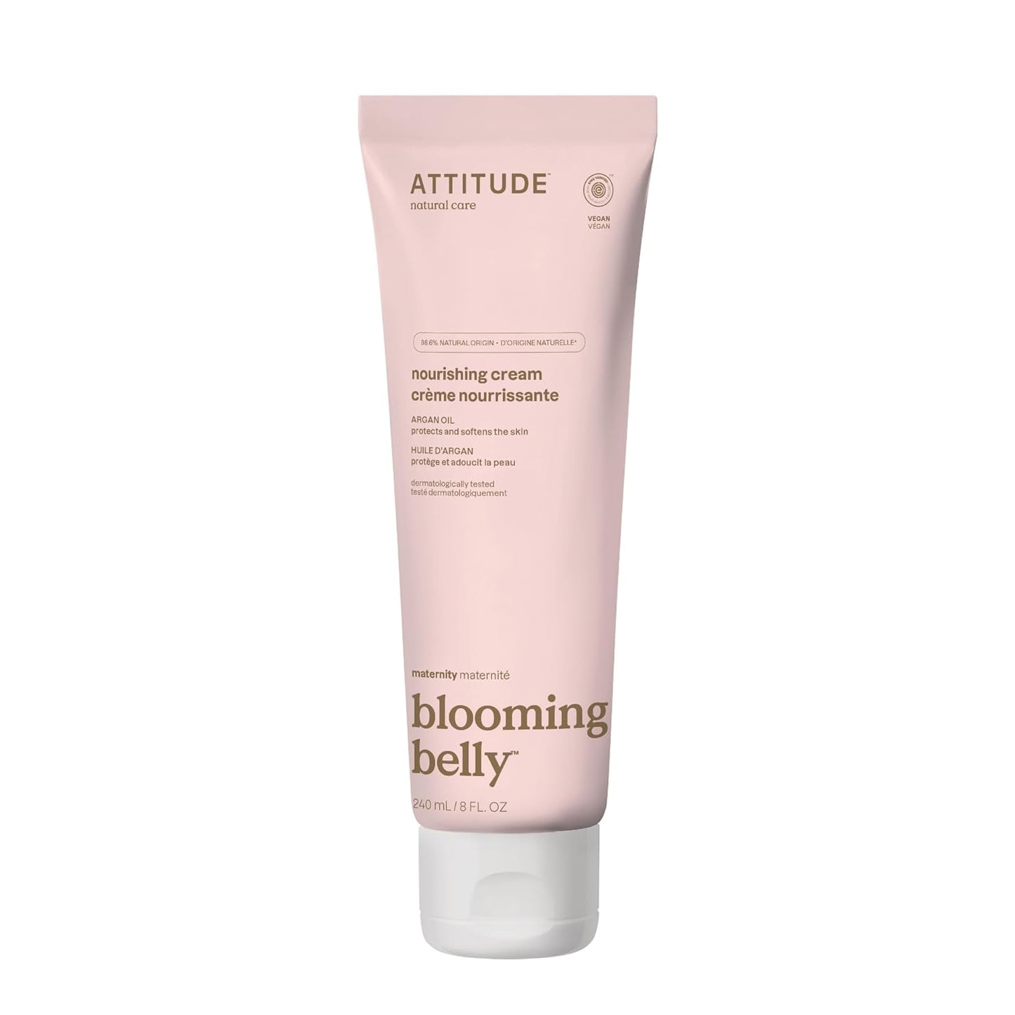 ATTITUDE Pregnancy Nourishing Body Cream, EWG Verified, Dermatologically Tested, Plant and Mineral-Based, Vegan Maternity Products, Argan Oil, 8 Fl Oz