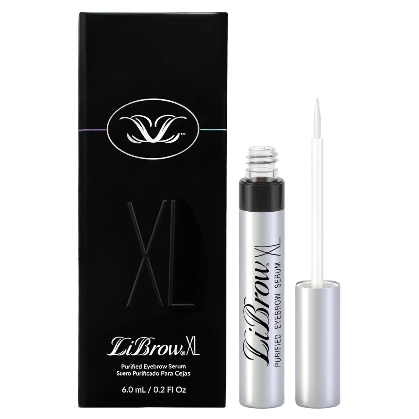 LiBrow Purified Eyebrow Serum XL to Grow Darker, Fuller, Thicker-Looking Brows - Natural Botanical Extracts, Safe for Sensitive Skin & Thin Brow Hairs - Vegan & Cruelty-Free (6mL, 6-Month Supply)