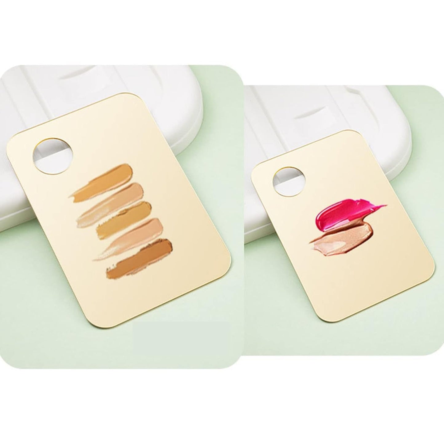 Pink Cosmetic Makeup Palette, Nail Art Palette with Spatula, DIY Makeup Mixing Palette, Beauty Salon Color Cream Mixing Palette, Nail Art Painting Mixed, Makeup Display Board Beauty and Personal Care