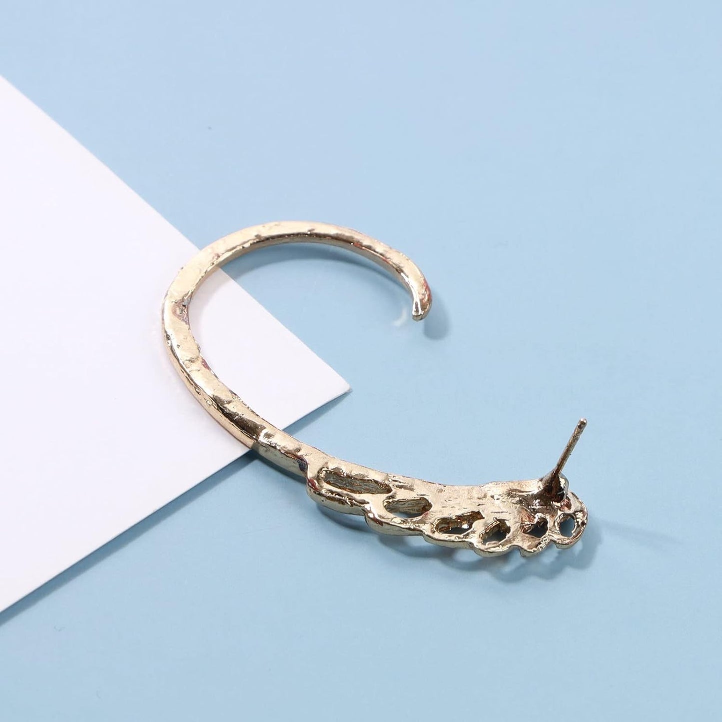 Boho Rhinestone Angel Wing Ear Climber Earrings Gold Cz Crystal Ear Crawler Earrings Wing Ear Cuff Wrap Earrings Cartilage Clip on Earrings Jewelry for Women Gifts