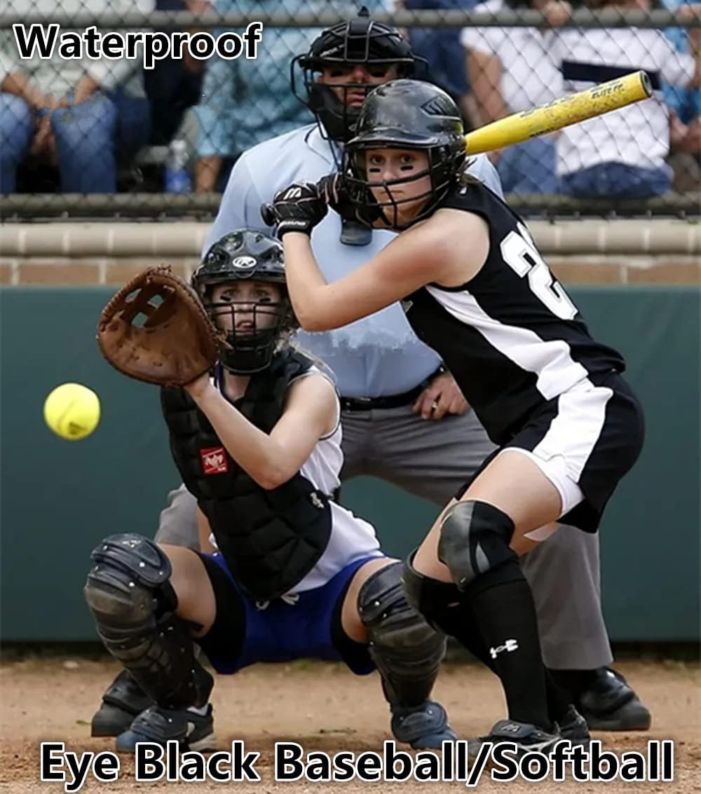 Go Ho 3 PCS Red Black and Blue Cream-Blendable Stick - 3 Colors Eye Black Face Paint for Softball/Baseball,Safe Facepaint Nose&Lip Smacking for Halloween SFX Makeup