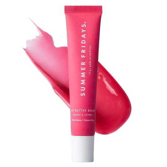Summer Fridays Tinted Lip Butter Balm - Conditioning Vegan Lip Balm for Instant Moisture, Shine & Hydration - Sheer-Tinted, Soothing Skincare - Pink Guava (.5 Oz)