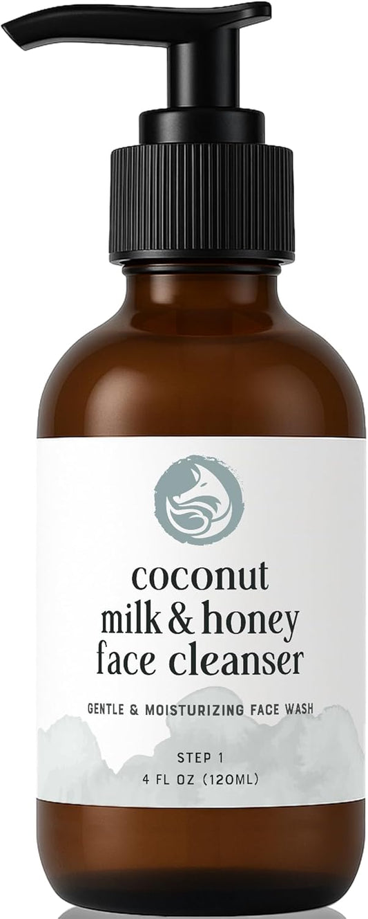 Coconut Milk & Honey Facial Cleanser with Organic Aloe Vera & Jojoba Oil - No added Fragrance, Gentle & Hydrating Face Wash Gel for Sensitive to Dry Skin, 4oz