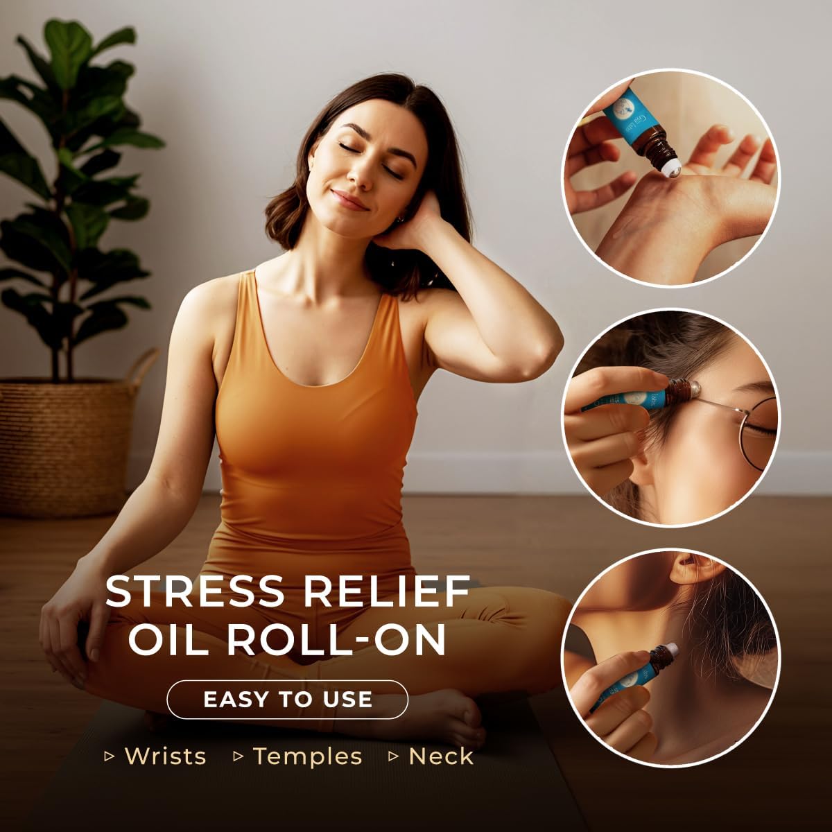 Gya Labs Stress Relief Essential Oil Roll on - Relaxing Gifts for Women & Men, 100% Pure Natural Essential Oil Roller, Blend with Ylang Ylang, Orange, Geranium & Lemongrass, Travel Size (0.34 Fl Oz)