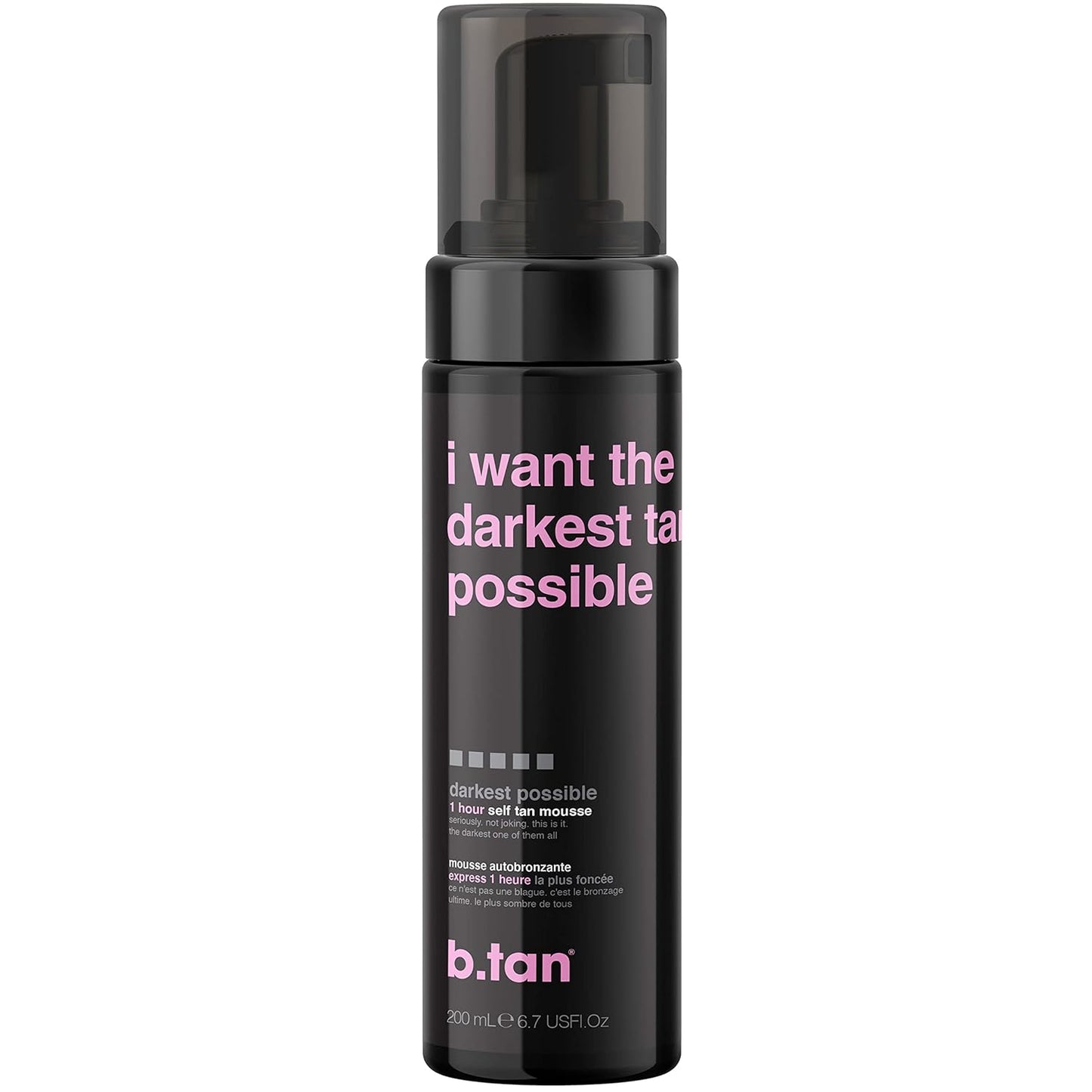 b.tan Ultra Dark Self Tanner Mousse | I Want The Darkest Tan Possible - Fast, 1 Hour Express Sunless Tanning Foam, Golden Bronzing Glow, Face & Body, No Fake Tan Smell, Vegan, Cruelty Free, 6.7 Fl Oz