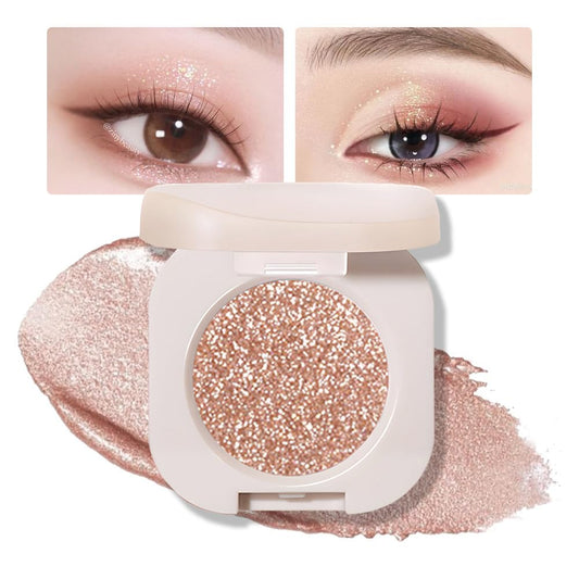 Single Nude Rose Gold Shimmer Eyeshadow,Monochrome Eye Shadow,Apply Make Up Easily,Glitter Single Eyeshadows 24 Hour Eye Makeup Longwear Waterproof