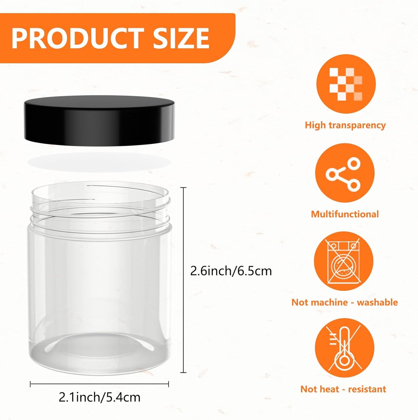 84PCS 4oz/125ml Plastic Jars with Screw On Black Lids Seal Stickers Bottle Lid,Clear Container for Storing Dry Food,Spice,Lotion, Cosmetic, Slime, Honey Jam, Cream, Butter