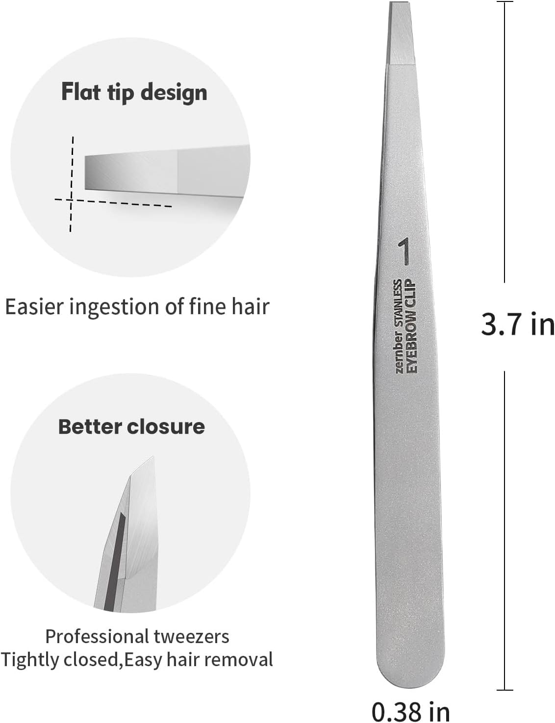 Stainless Steel Precision Eyebrow Tweezers Flat Tweezers for Eyebrows for Women-for Facial Hair and Ingrown Hair Removal Beauty Tools