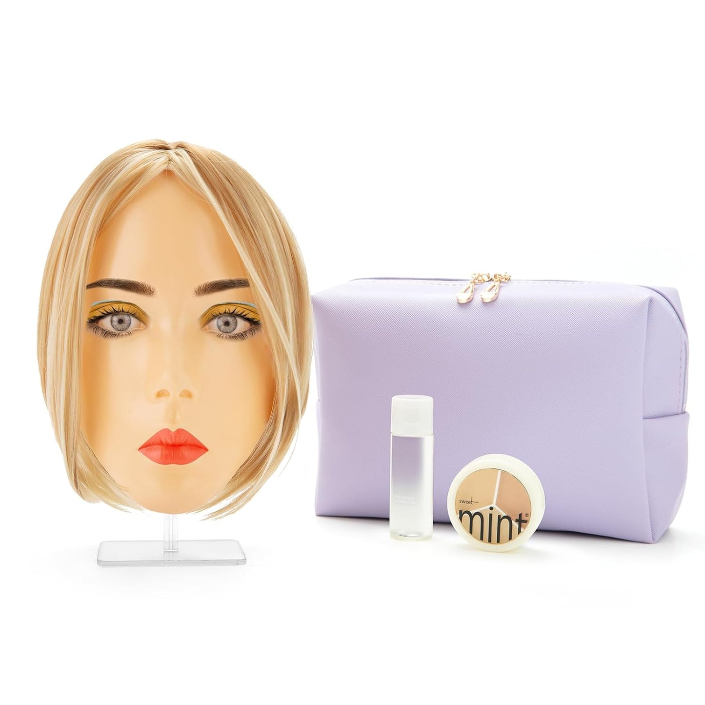 Makeup Practice Face, 2024 Upgrade 5D Makeup Mannequin Face Reusable Silicone Makeup Practice Face Board with Bracket, Come with Makeup remover & Concealer 3 Color & Makeup Bag White