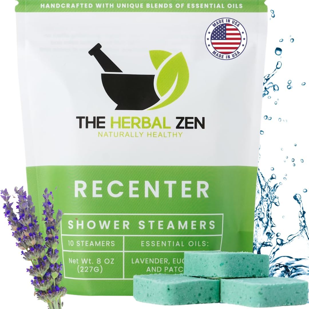 Recenter Shower Steamers Aromatherapy with Lavender and Eucalyptus Essential Oils, Aromatherapy Shower Bombs, Self Care Gift, Birthday Gift for Women, Bath Steamer for Women and Men