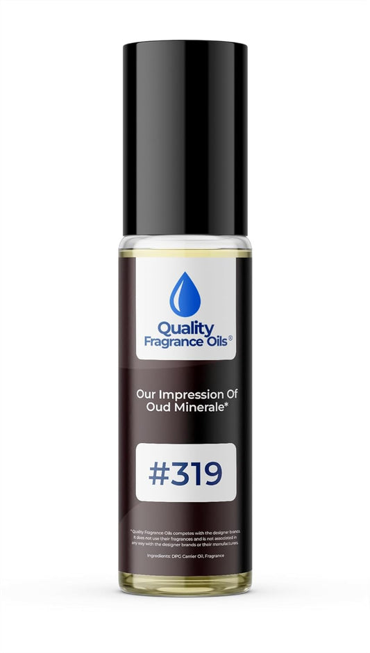 Quality Fragrance Oils' Oud Minerale Impression #319 | Long-Lasting Perfume Oil, Alcohol-Free, Strong Scent, 10ml Roll-On | Affordable Alternative to Designer Fragrances
