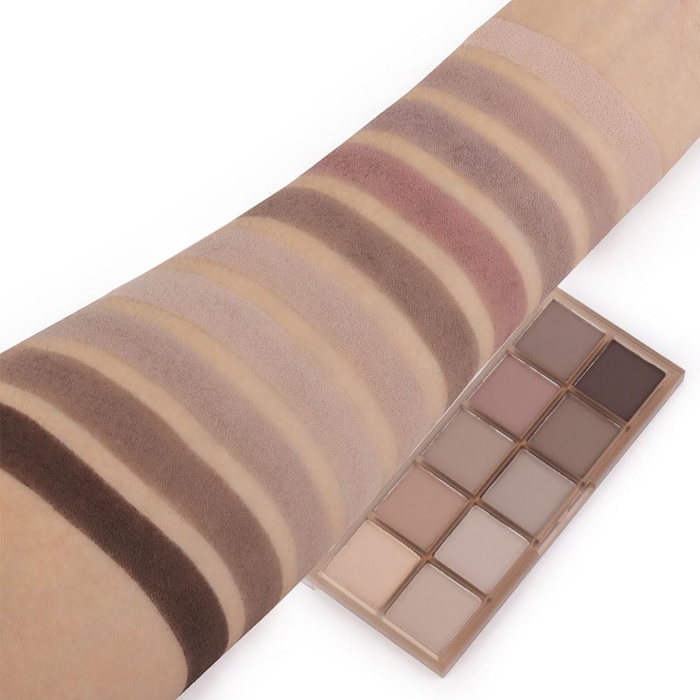 10 Colors Nude Gray Taupe Matte Eyeshadow Palette,Neutral Nude Eye Shadow Palette,Long Lasting Waterproof Travel Size Makeup Pallete,Vegan,Cruelty -free