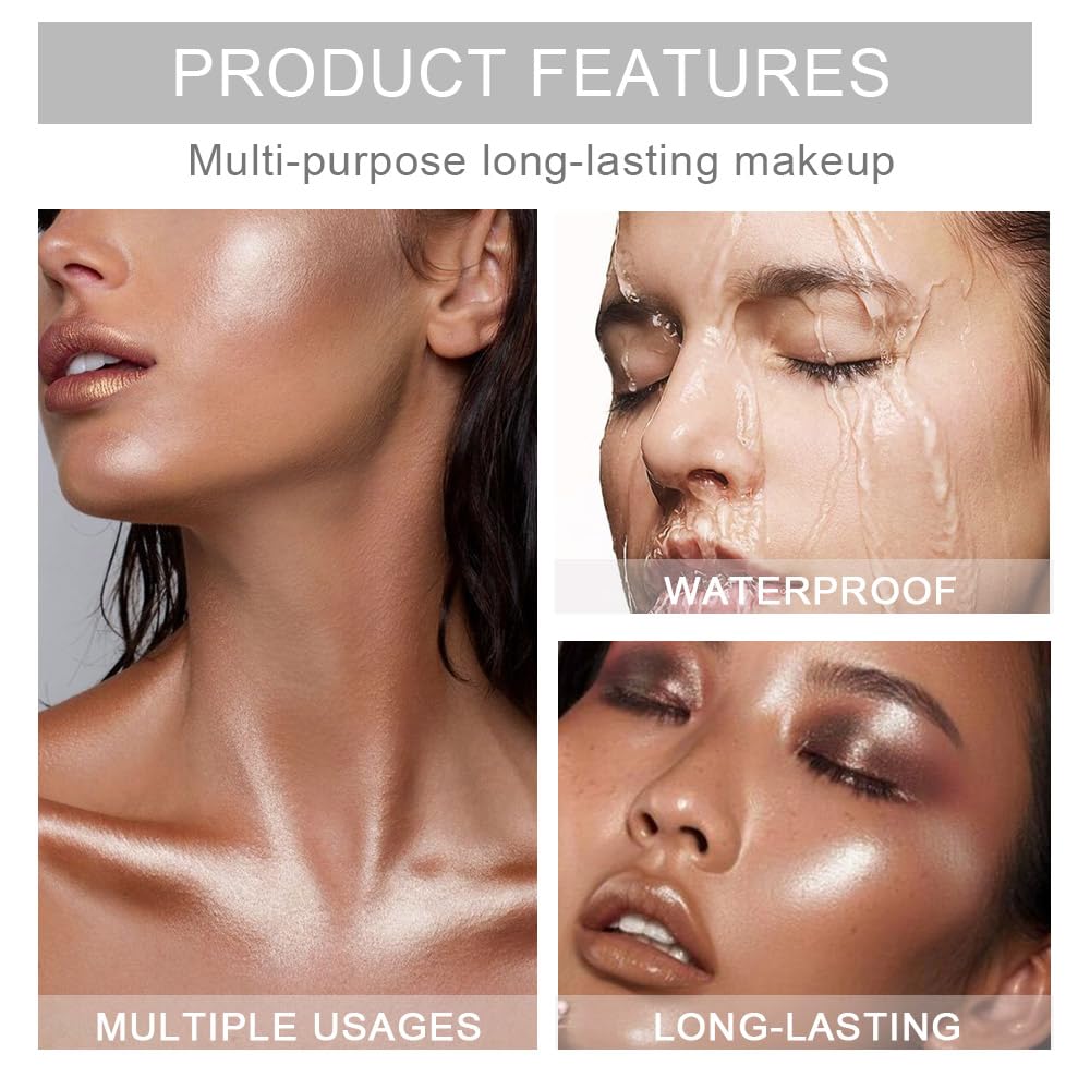 evpct Pearl White Silver Face Highlighter Makeup Shimmer Glitter Diamond Sparkly Highlighters Makeup Palette Powder for Face Body Cheek Skin iluminadores iluminador de jos maquillaje luminizers E01