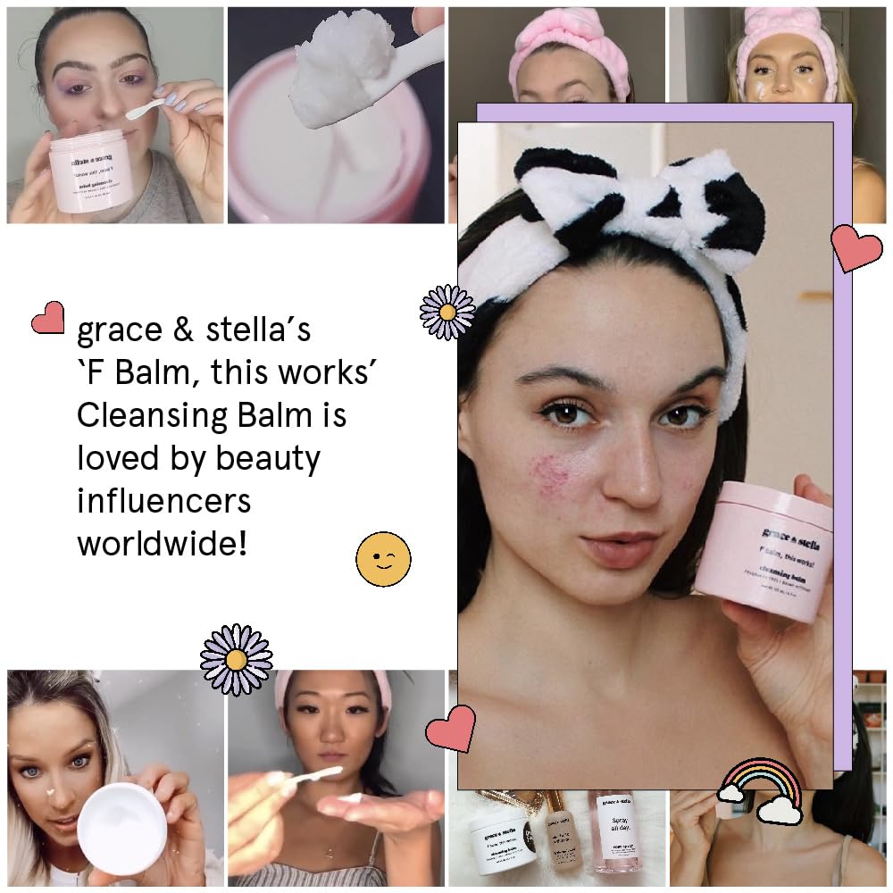 grace & stella Cleansing Balm - Oil-Based Makeup Remover - Gentle & Moisturizing Facial Cleanser, Non-Stripping Formula for Double Cleansing Heavy Makeup - Vegan Fragrance-Free Skincare (164g / 5.8oz)