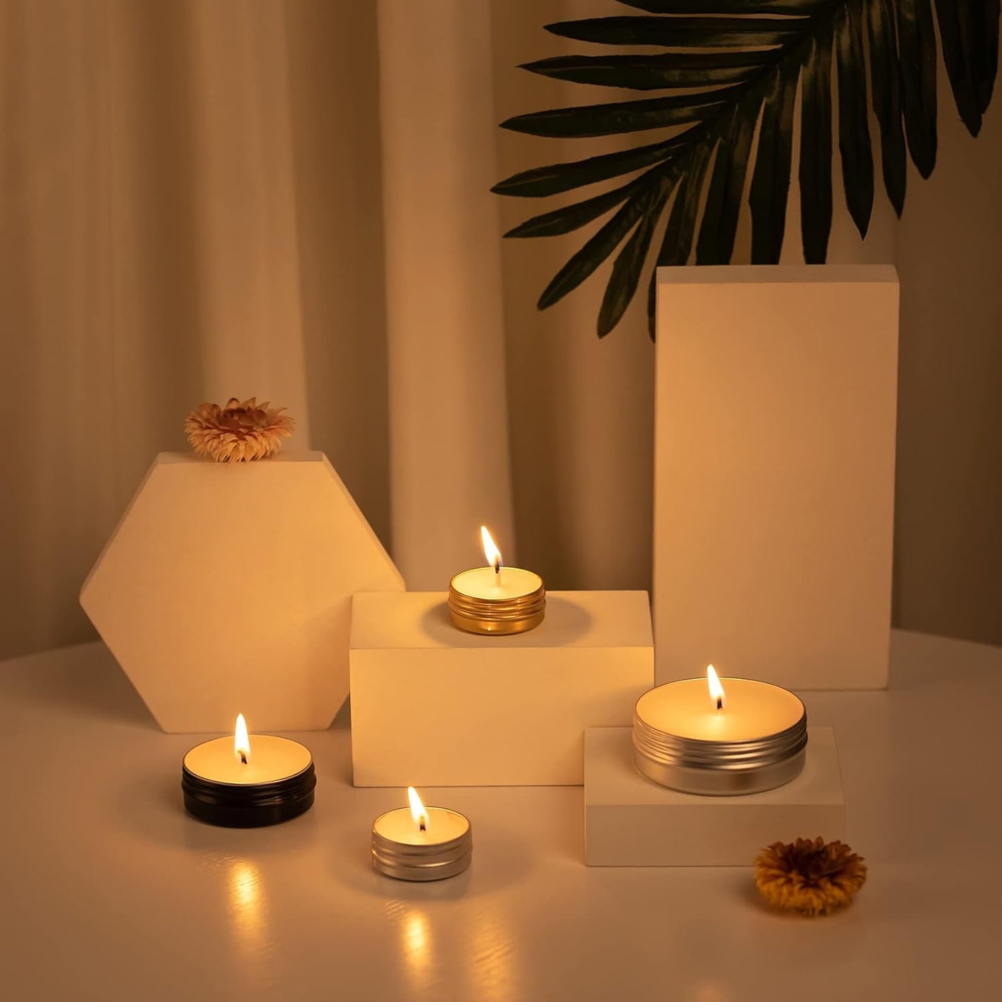 0.5 oz Screw Top Aluminum Tin Jar with Screw Lid and Blank Labels (Lake Blue - Pack of 32)