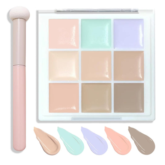 9 Colors Concealer Contour Palette,Correcting Concealer Makeup Palette 9 In 1 Contouring Foundation Cream Contour Palette for Redness,Dark Circles,Blemish,Acne(04#)