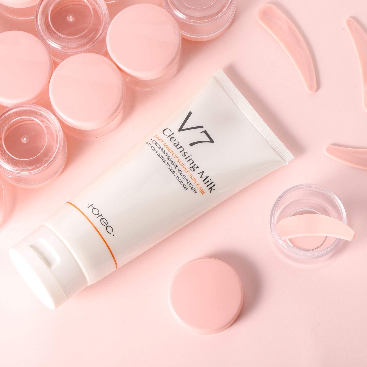 Refillable Cosmetic Sample Jars - 100 Pack 20g (0.7oz) Pink Small Travel Containers with Lids + 10 Mini Makeup Spatulas - BPA Free