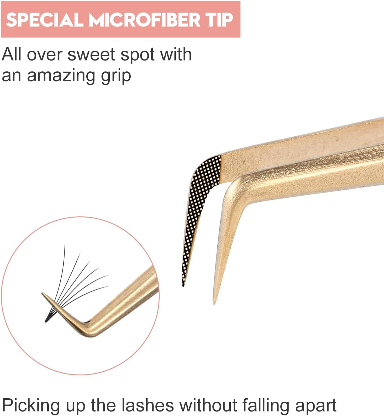 Ms.Queen Eyelash Extension Tweezers,2Pcs Fiber Tip 90 Degree Volume Tweezers and Isolation Lash Tweezers Set