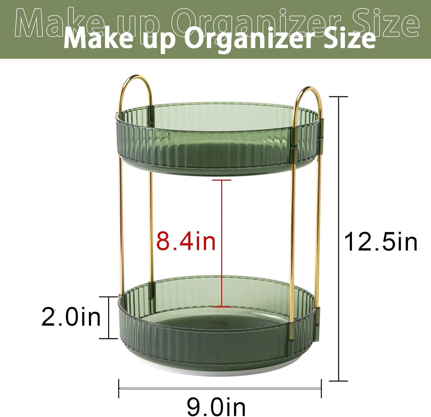 Rotating Makeup Organizer for Vanity, High-Capacity Skincare Clear Make Up Storage Perfume Organizers Cosmetic Dresser Organizer Countertop 360 Spinning (Purple, 3 Tier)