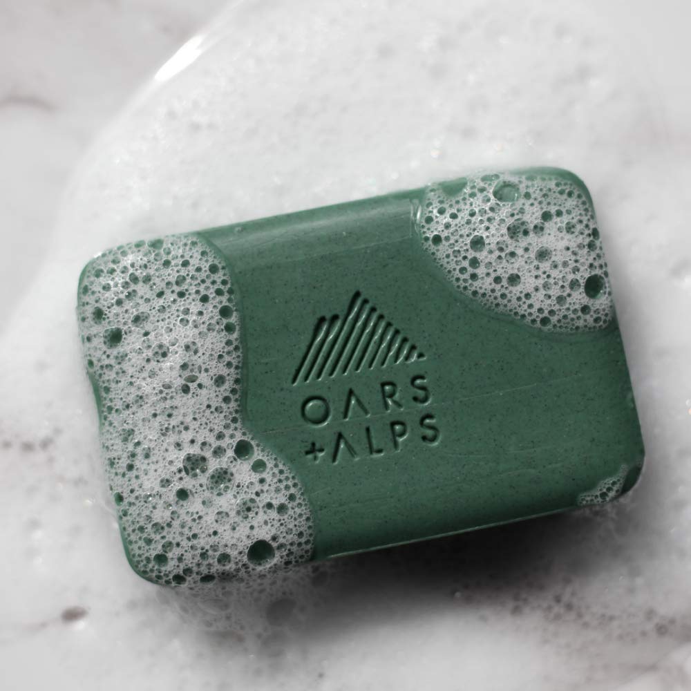 Oars + Alps Peppermint Charcoal Exfoliating Men's Bar Soap, Dermatologist Tested and Made with Clean Ingredients, Travel Size, 3 Pack, 6 Oz Each