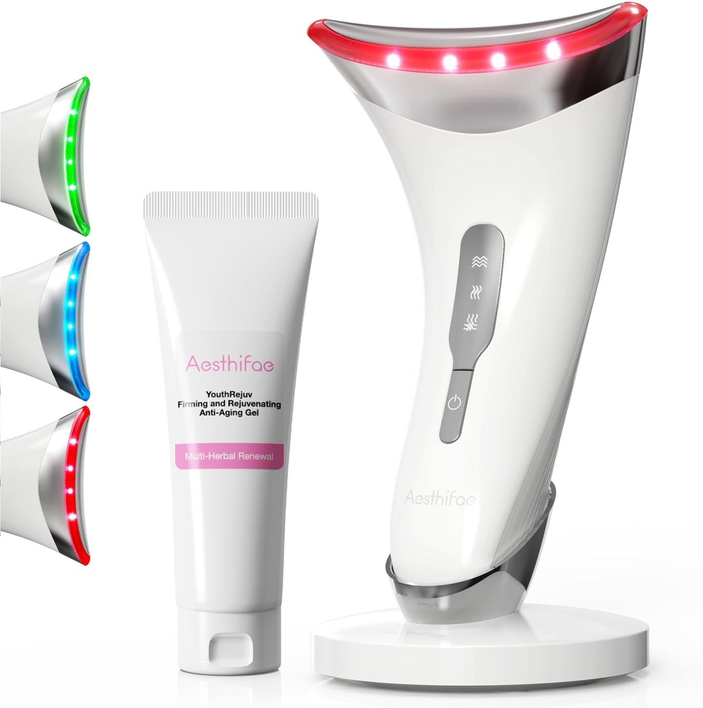 Red Light Therapy for Face and Neck, Renewal Face Lift Device with Vibration Tech, 3 in 1 Face Massager Tool with Thermals, True Beauty Glow Facial Sculptor for Wrinkles, Double Chin