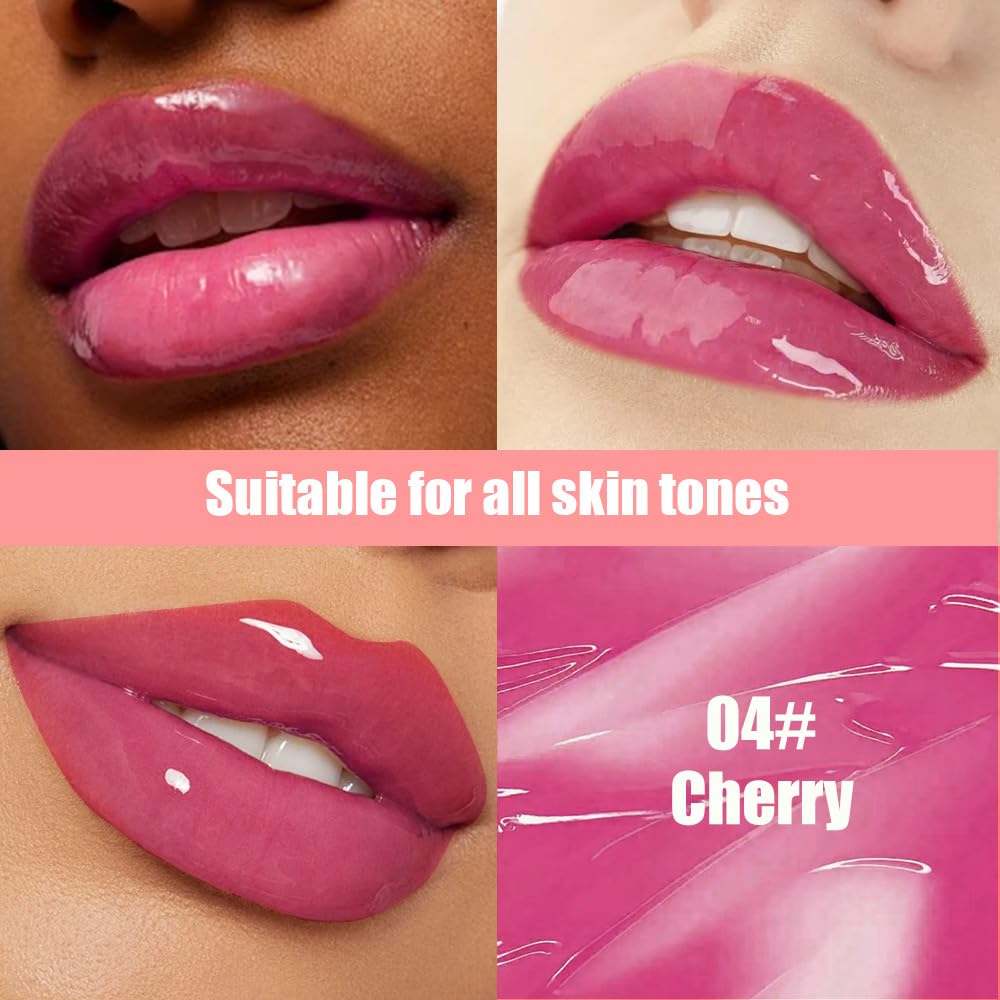 Summer Hydrating Lip Butter Balms Lip Gloss,Natural Vegan Lip Balm Tinted for Instant Moisture,Shine,Hydration Purple-Tinted,Soothes & Softens Dry Lips,Bálsamo labial hidratante 04#Cherry (0.5 Oz)