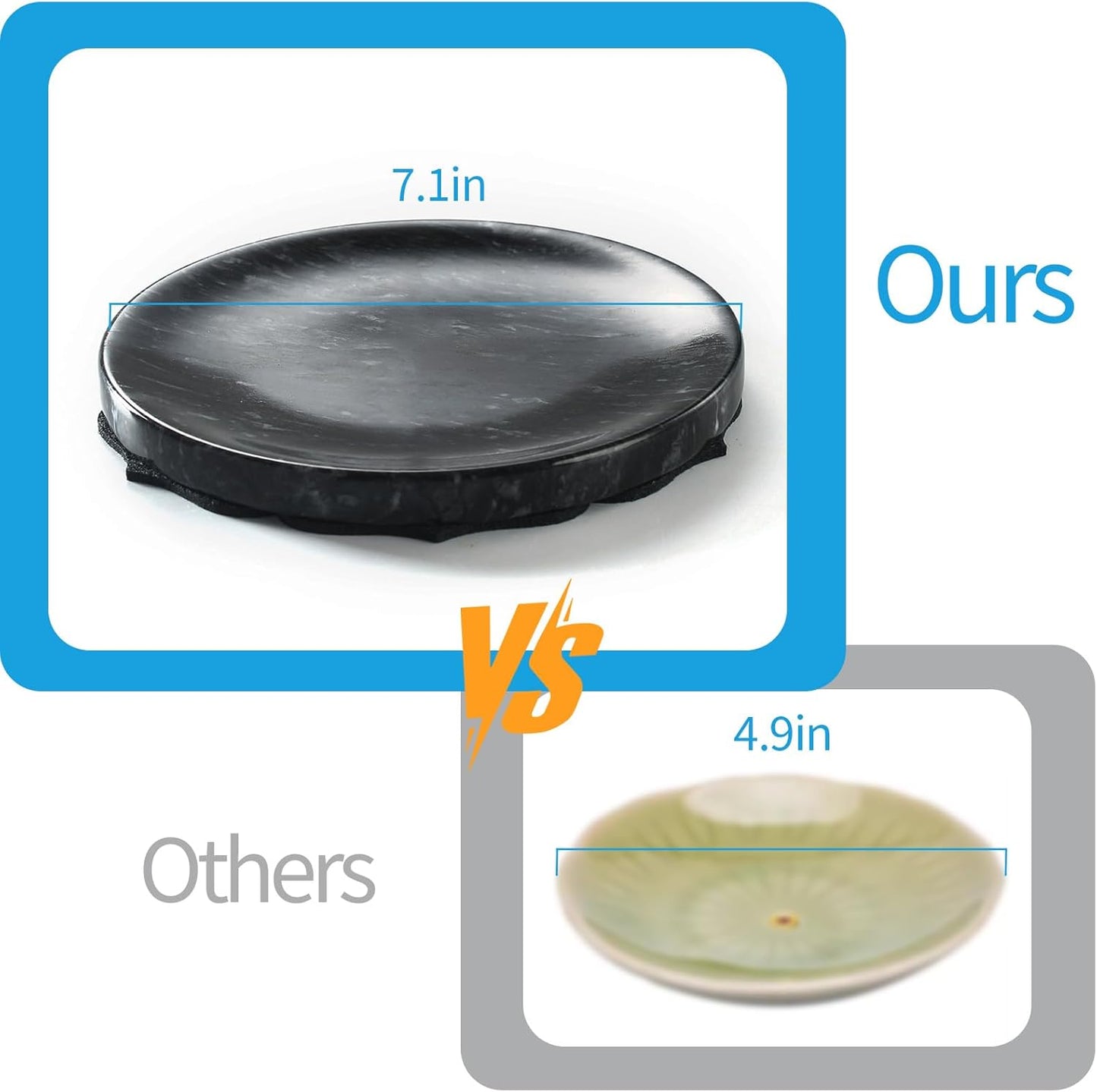 7.1-Inch Marble Incense Holder, Long Incense Holder for Sticks, Large Incense Sticks Holder for Meditation Yoga SPA, Incense Burne for Palo Santo/Sage/Cone/(Black)