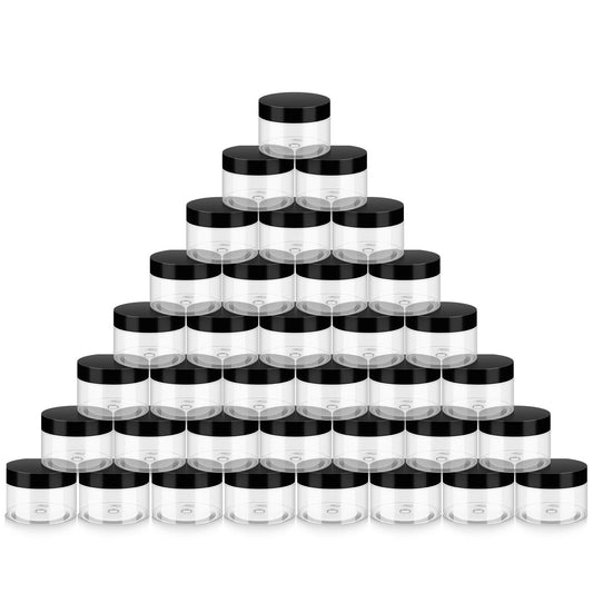 36 Pack 4 OZ Plastic Jars with Lids, BPA Free, Reusable, Refillable Transparent Cosmetic Containers for Bath Salts, Cosmetics, Powders, Beauty Product and Small Accessories