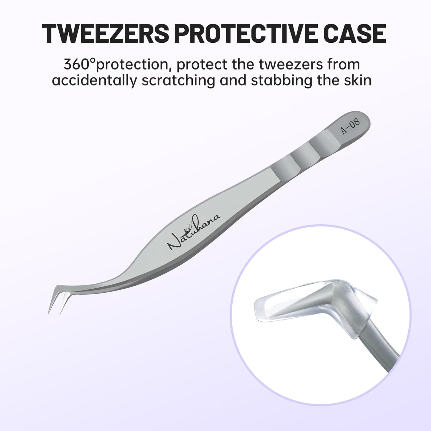 High Precision Lash Tweezers for Individual and Volume Eyelash Extensions Premium Stainless Steel Curved Fiber Tip Professional Isolation Tweezer
