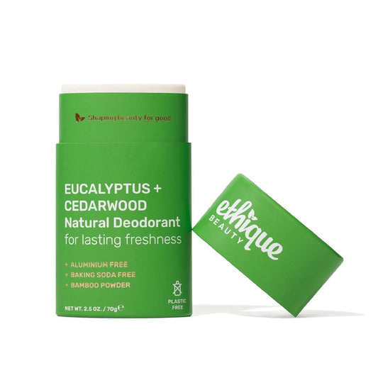 Ethique Beauty Eucalyptus & Cedarwood Deodorant Stick for Men & Women - Aluminum-Free, Plastic-Free, Vegan, Cruelty-Free, Eco-Friendly, 2.5 oz