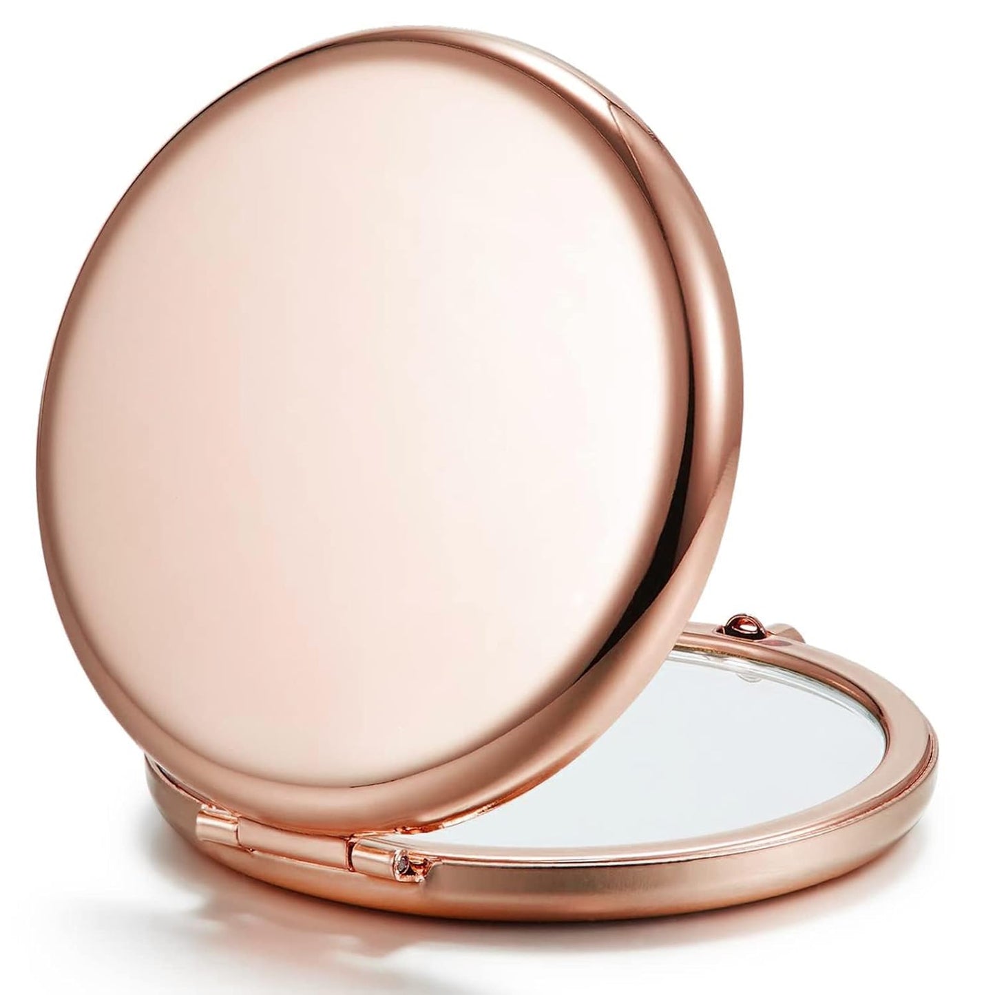 Compact Mirror Bulk, Set of 2 Double-Sided 1X/2X Magnifying Purse Pocket Makeup Mirrors(Round, Rose Gold)