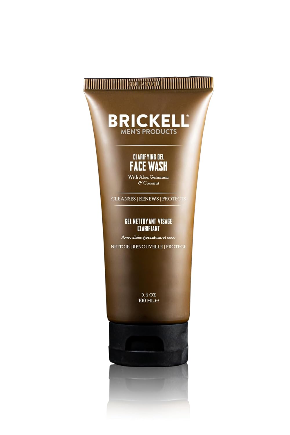 Brickell Men's Clarifying Gel Face Wash for Men, Natural and Organic Rich Foaming Daily Facial Cleanser Formulated With Geranium, Coconut and Aloe (3.4 Ounce)
