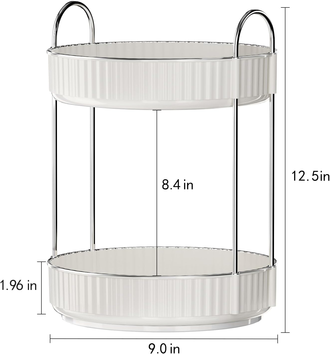 Rotating Makeup Organizer for Vanity, 2 Tier High-Capacity Skincare & Makeup Storage, Perfume Organizer, Cosmetic Dresser, Countertop 360 Spinning