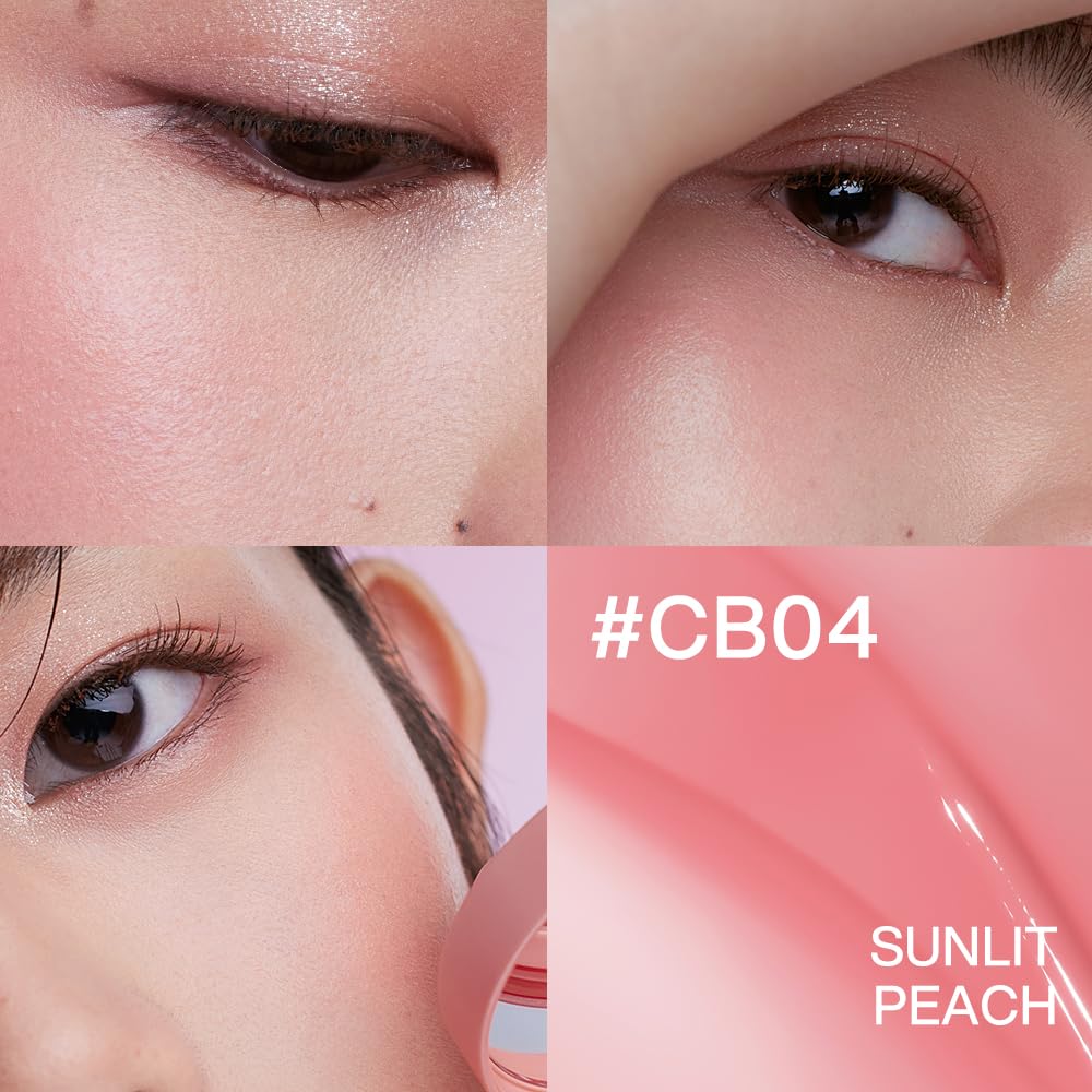 INTO YOU Cream Blush Air Cushion for Cheeks Eyes, Moisturizing, Lightweight, Dewy Finish Face Makeup, Long Wearing, Buildable, Blendable, Pigmented Liquid Blush, for All Skin Tones, Sunlit Peach