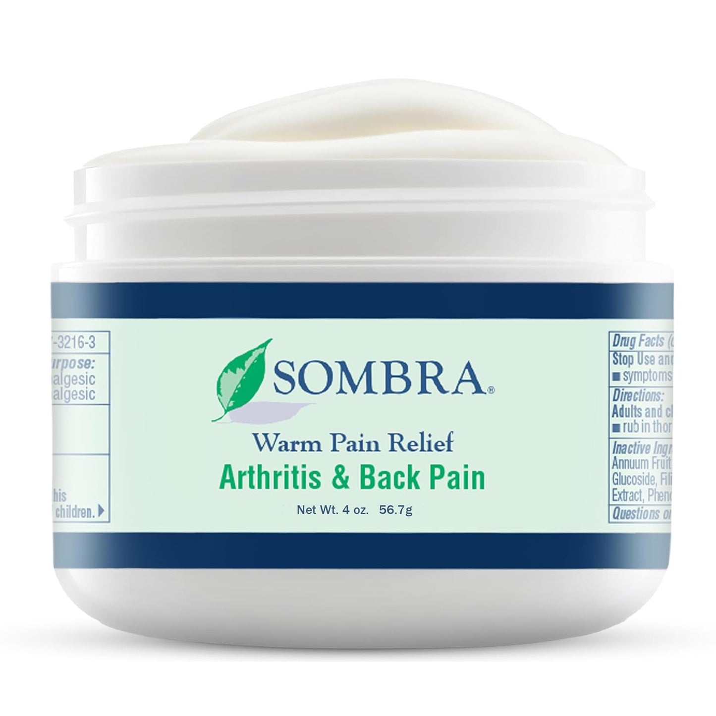Sombra Warm Pain Relief Gel, Warm Relief for Arthritis and Chronic Pain Pre-Workout Muscle Rub Vegan Formula Free of Artificial Fragrances, Dyes, NSAIDs, Wax, Petroleum, Alcohol - 4oz Jar