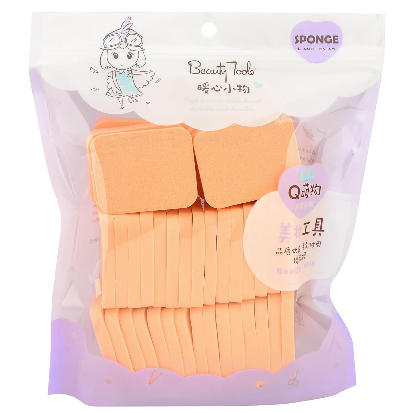 40 PCS Makeup Blenders Sponges Set, Use for Dry and Wet, Perfect for Full Face Curve Blending, Cream, Liquid, Powder Foundation Cosmetics, Latex Free & Soft & Flexible, Square