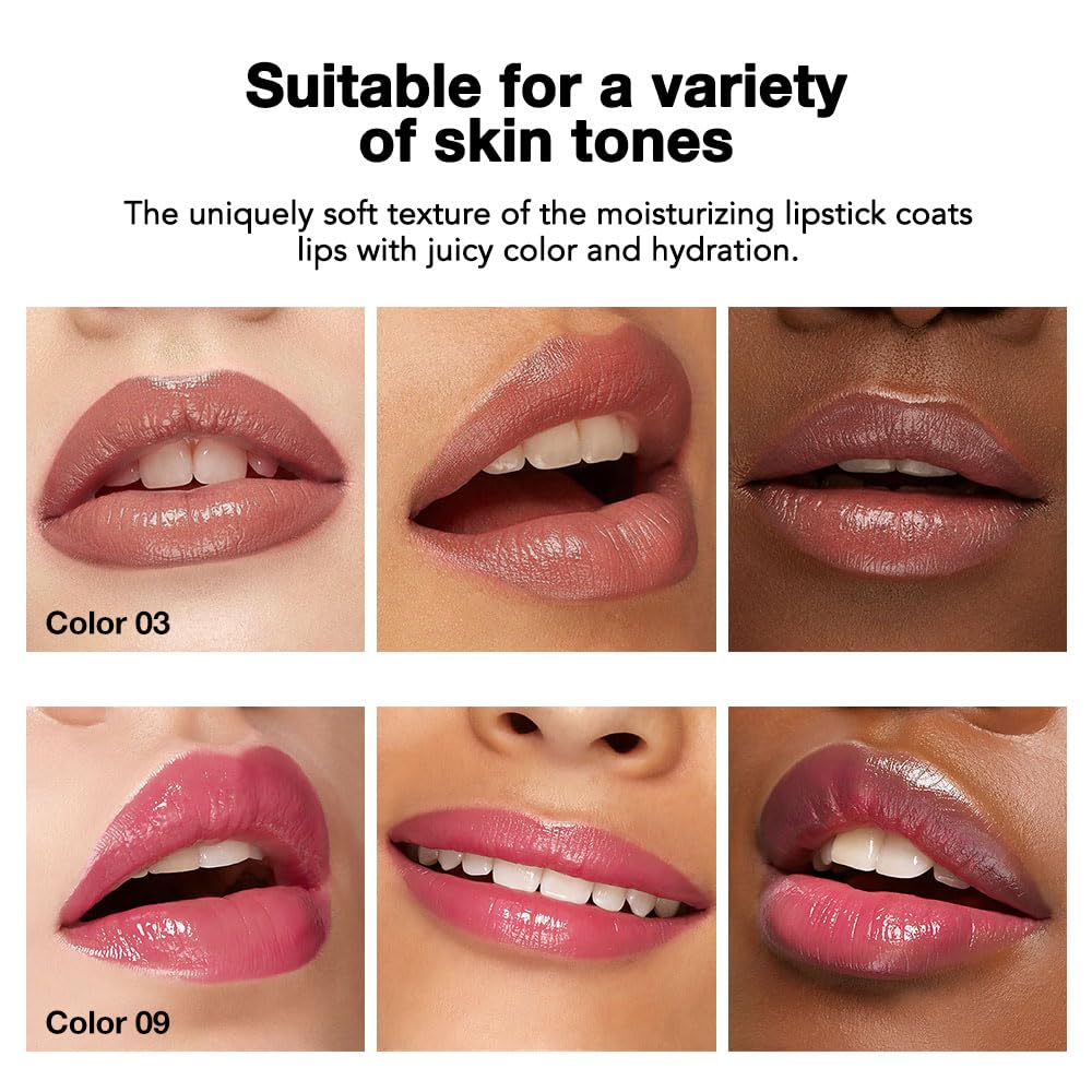 2Pcs Tinted Lip Balm Moisturizing Lipstick,Waterproof Hydrating Matte Lip Balm for Women,Creamy Natural Color Stain for Dry Lips,Soft Matte Finish (9# Charming Peach Pink & 3# Bean Paste Brown)